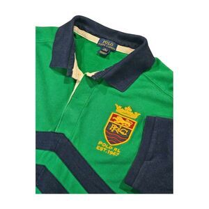 Polo Ralph Lauren Crest 1967 Logo Polo RL Cotton Kelly Green Navy Stripe Boys XL